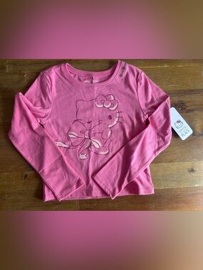 Hello Kitty Bright Pink Long Sleeve Tee with Bow Graphic